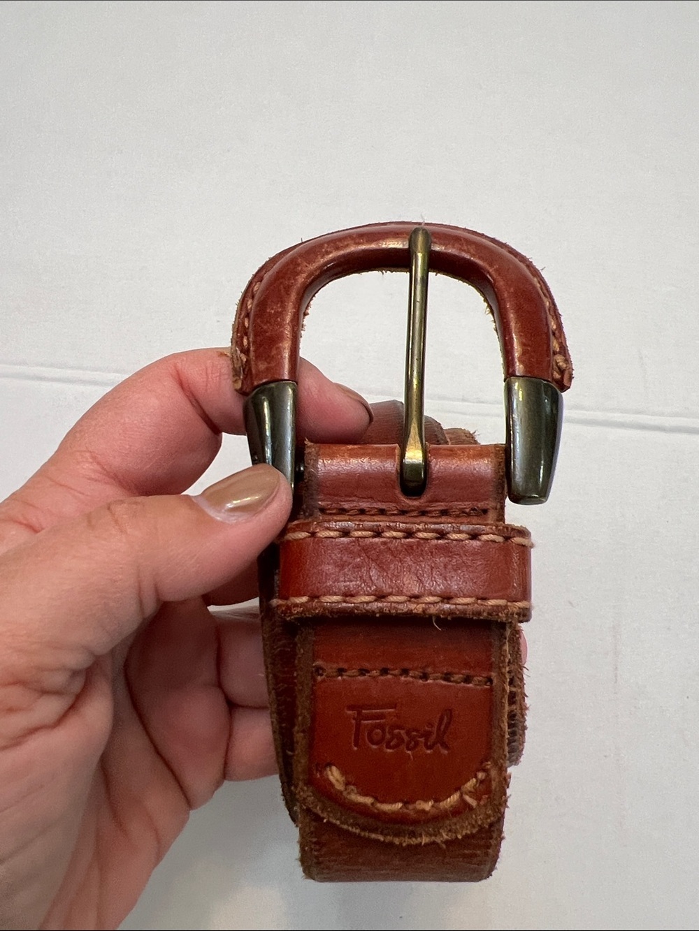 90’s VINTAGE FOSSIL BELT BROWN LEATHER SIZE MEDIUM WOMENS